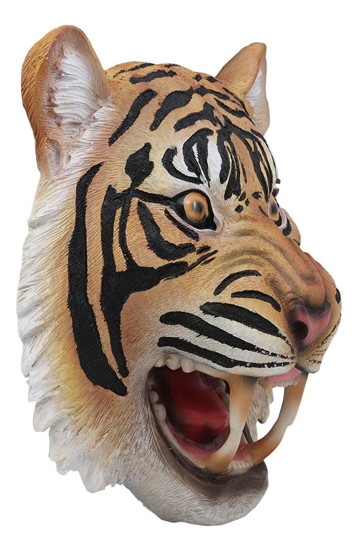 Ebros Roaring Fearless Orange Bengal Tiger Head Wall Decor Plaque 8.5" Tall Taxidermy Art Decor Sculpture Jungle Apex Predator Wall Bust Plaque Of Tigers Cubs Tigress