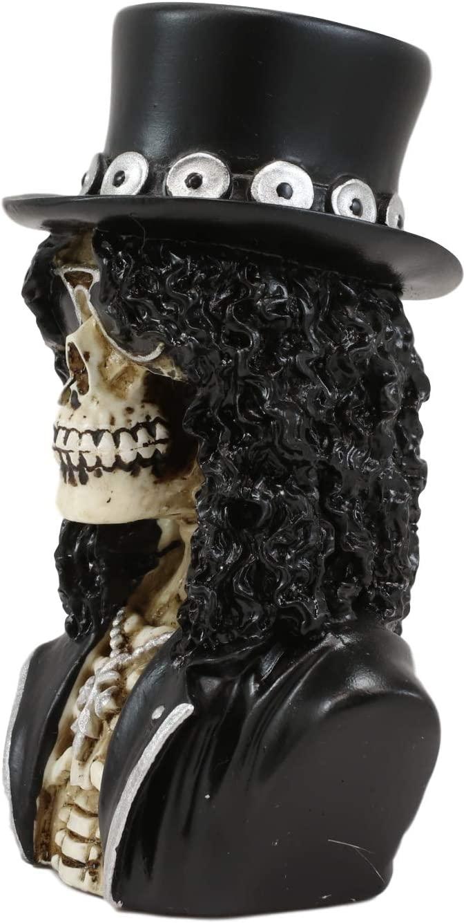 Ebros Rock Guitarist Sklash Skull Skeleton Bust Miniature Figurine 4.25"H