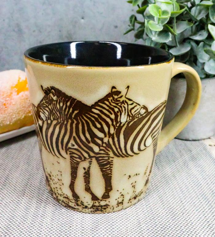 Ebros Romance In The Savanna Hugging Zebra Horse Couple Drinking Ceramic Mug