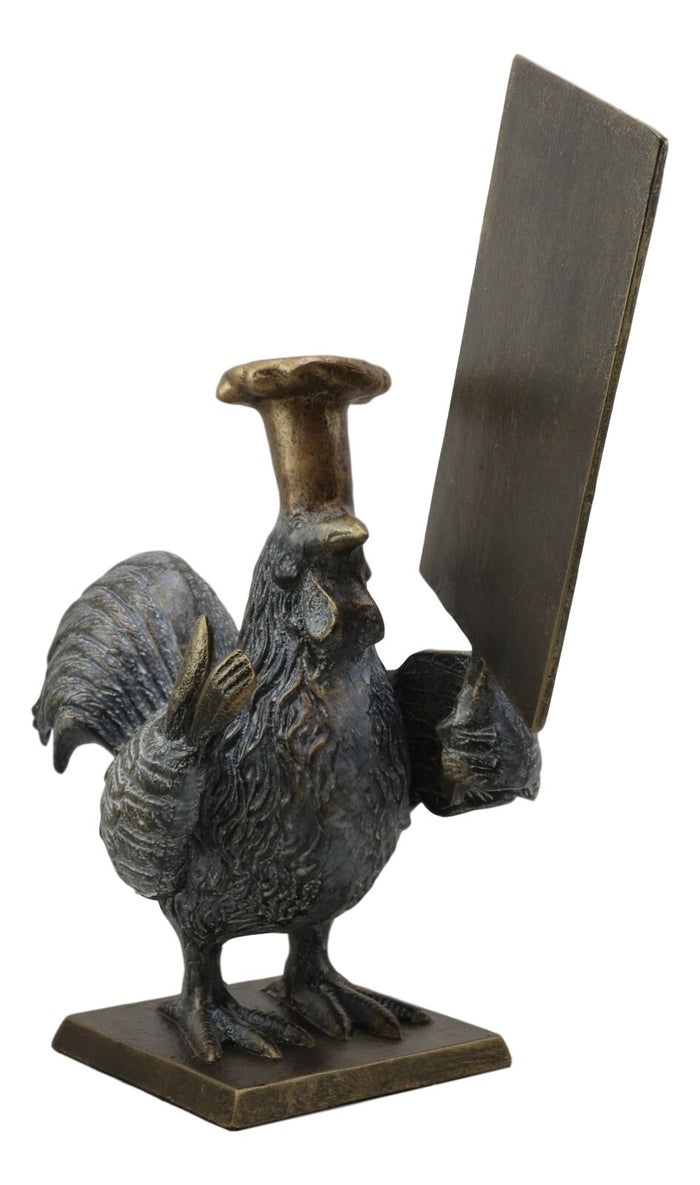 Ebros Rooster With Chef Hat Holding A Menu Board Statue 13.5" Tall Countertop