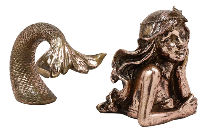 Ebros Rose Gold Dreaming Siren Mermaid2 Piece Parts Body And Tail Statue 5" H