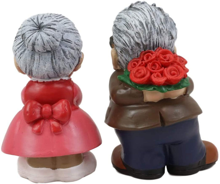 Ebros Roses And Smooches Mr & Mrs Cruise Senior Couple Kissing Statues Set Of 2
