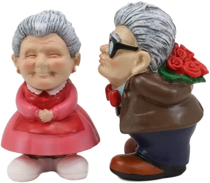 Ebros Roses And Smooches Mr & Mrs Cruise Senior Couple Kissing Statues Set Of 2