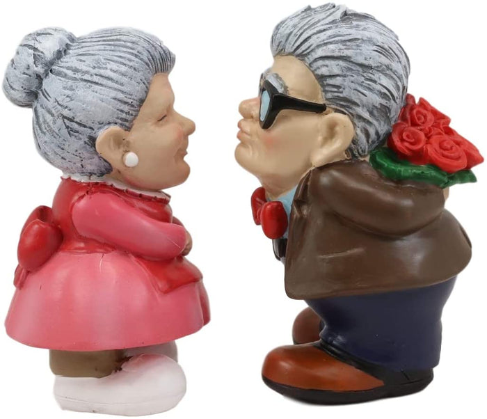 Ebros Roses And Smooches Mr & Mrs Cruise Senior Couple Kissing Statues Set Of 2