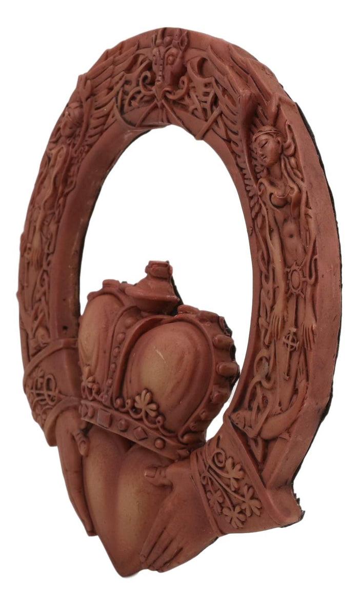 Ebros Royal Celtic Claddagh Ring Wall Plaque Figurine As Symbol Of Love Friendship Loyalty Home Hanging Art Decor Sculpture (Rustic Clay)