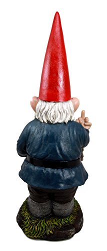Ebros Rude Garden Greeter "Go Away " Gnome Dwarf Not Welcome Statue 17.75"H Patio Outdoor Poolside Figurine As Whimsical Decor Magical Fantasy Gnomes Decoration