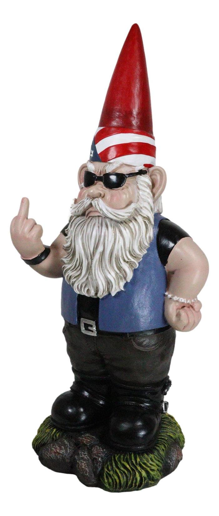 Ebros Rude Garden Greeter Go Away Gnome Dwarf Statue 17.25"H Patriotic Gnome