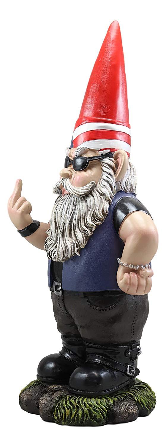 Ebros Rude Garden Greeter Go Away Gnome Dwarf Statue 17.25"H Patriotic Gnome