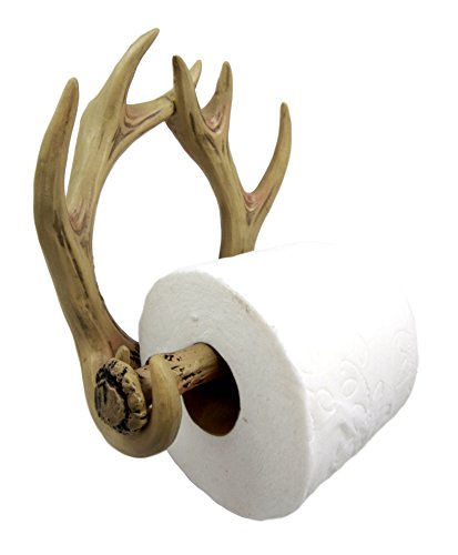 Ebros Rustic 10 Point Buck Deer Antlers Toilet Paper Holder Bathroom Wall Decor