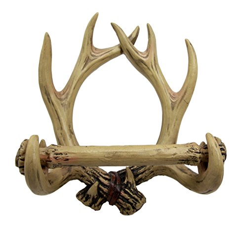 Ebros Rustic 10 Point Buck Deer Antlers Toilet Paper Holder Bathroom Wall Decor