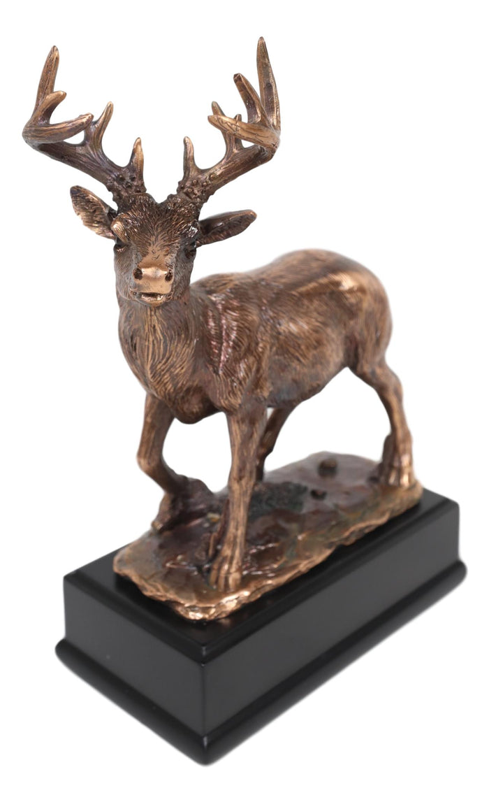Ebros Rustic 12 Point Buck Stag Deer Bronze Patinated Resin Statue W/ Trophy Base