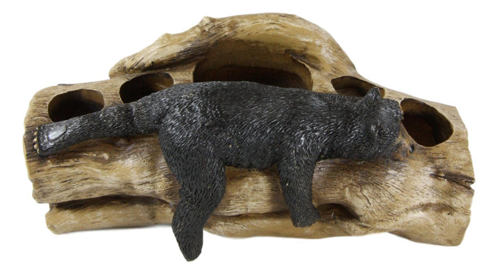 Ebros Rustic Black Bears Climbing Logs Bathroom Vanity Set Of 4 Soap Dish Pump Cup