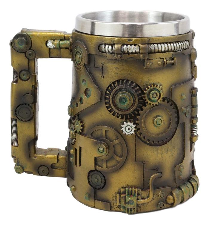 Ebros Rustic Bronze Finish Nautilus Steampunk Pipes Valves And Gears Tankard Mug Cup