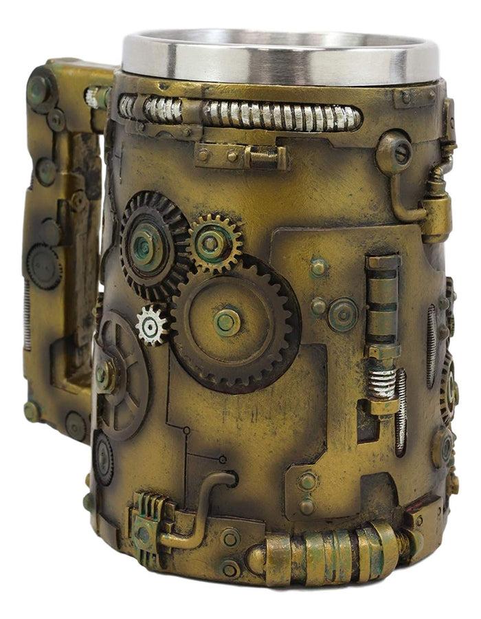 Ebros Rustic Bronze Finish Nautilus Steampunk Pipes Valves And Gears Tankard Mug Cup