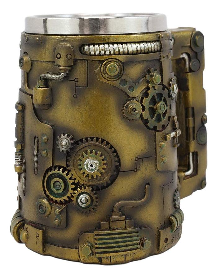 Ebros Rustic Bronze Finish Nautilus Steampunk Pipes Valves And Gears Tankard Mug Cup