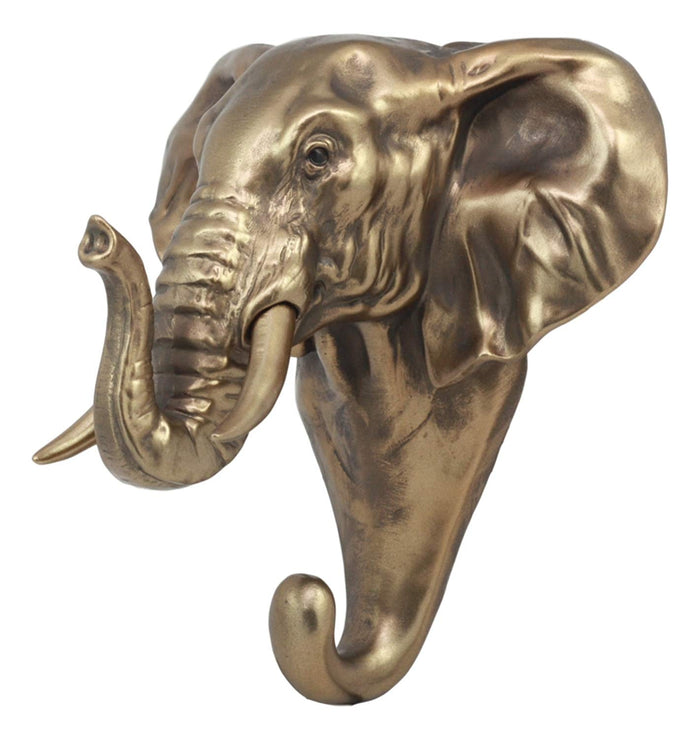 Ebros Rustic Bronzed Safari Elephant Wall Hook Hanger 7" Tall For Light Duty Weight Items