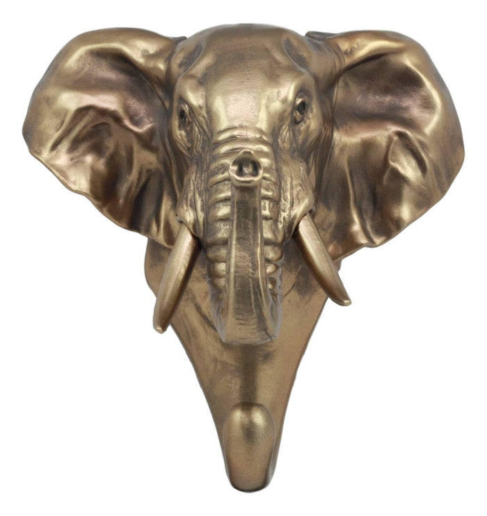 Ebros Rustic Bronzed Safari Elephant Wall Hook Hanger 7" Tall For Light Duty Weight Items
