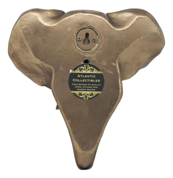 Ebros Rustic Bronzed Safari Elephant Wall Hook Hanger 7" Tall For Light Duty Weight Items