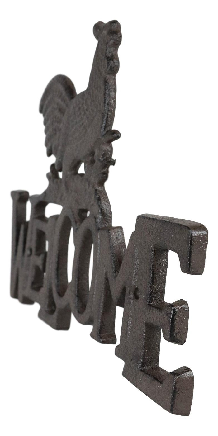 Ebros Rustic Country Farm Rooster Chicken Welcome Sign Wall Decor Cutout Plaque 7"H
