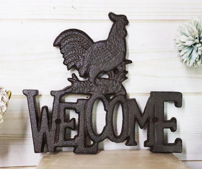 Ebros Rustic Country Farm Rooster Chicken Welcome Sign Wall Decor Cutout Plaque 7"H