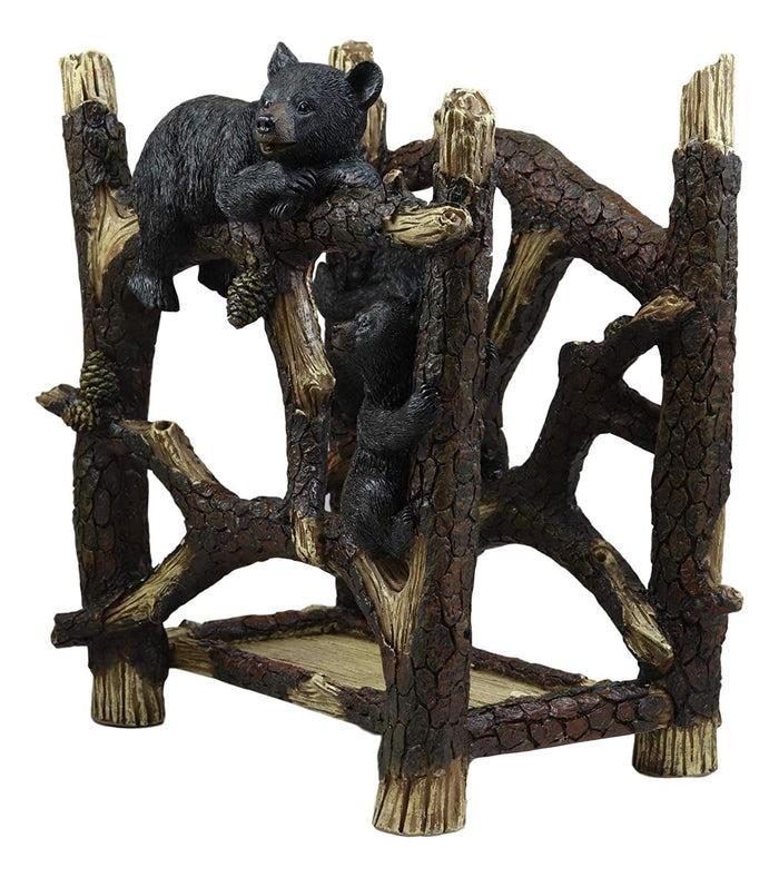 Ebros Rustic Decor 3 Chilling Black Bears Up A Tree Magazine Rack Stand Holder Organizer 11.75" Wide Frolicking Bear Family Hanging On Branches Cabin Lodge Country Mountain Side Cottage Homes