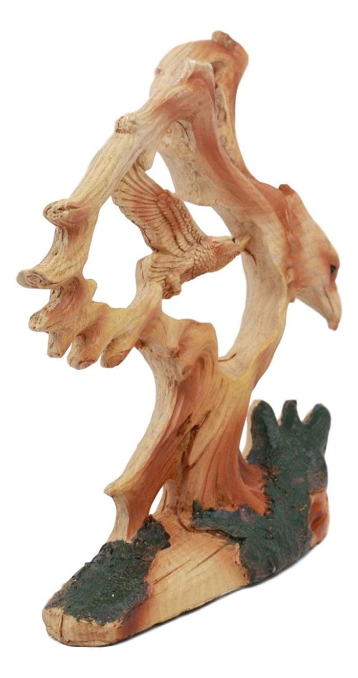 Ebros Rustic Faux Wood Bald Eagle Soaring Figurine Wings Of Glory 6.25"L Figurine