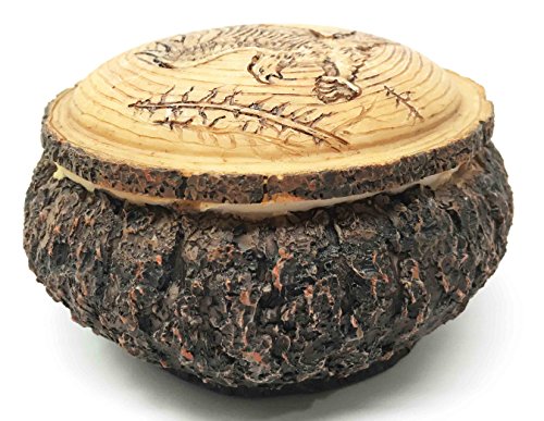 Ebros Rustic Faux Wood Swooping American Bald Eagle Round Jewelry Box Figurine 4" W