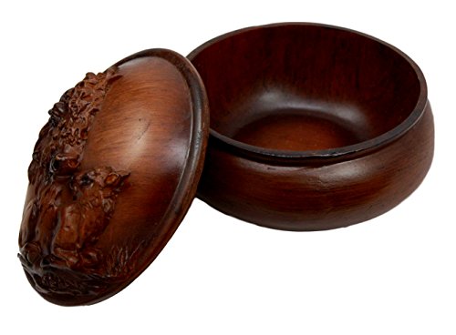 Ebros Rustic Faux Wood Wild Buffalo Bison Rounded Jewelry Box Figurine Collectible
