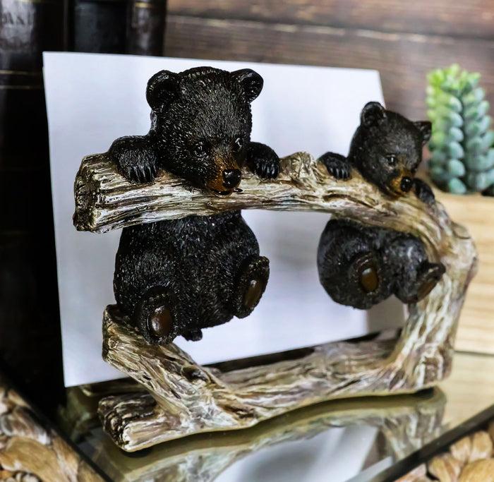 Ebros Rustic Forest 2 Black Bear Cubs Hanging On Tree Branch Napkin Holder