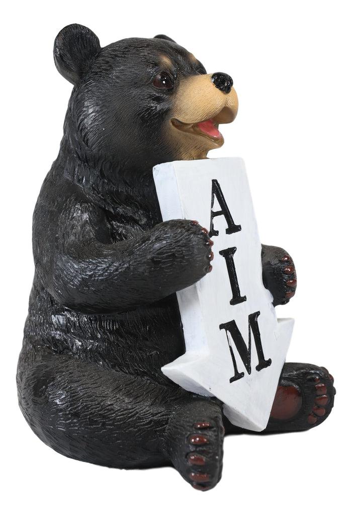 Ebros Rustic Forest Black Bear With Arrow Sign AIM Decorative Toilet Figurine