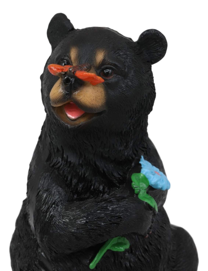 Ebros Rustic Forest Happy Heart Black Bear Sitting On Inspirational Rock Figurine With Life's Simple Pleasures Sayings Quote Whimsical Woodland Bears Animal Decor Statue
