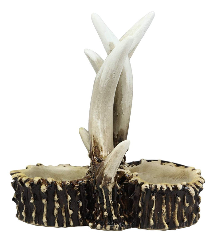 Ebros Rustic Romantic Love Symbol Entwined Deer Antlers Figurine Display Holder With Glass Salt And Pepper Shakers Home And Kitchen Dining Decorative Statue Cabin Lodge Decor