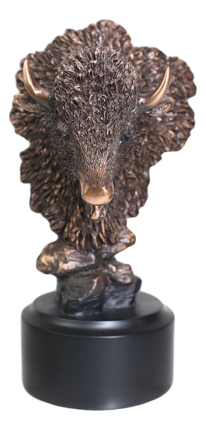 Ebros Rustic Southwestern American Bison Bust Electroplated Bronze Finish Statue