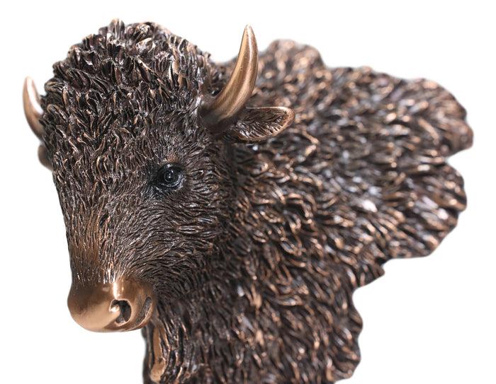 Ebros Rustic Southwestern American Bison Bust Electroplated Bronze Finish Statue