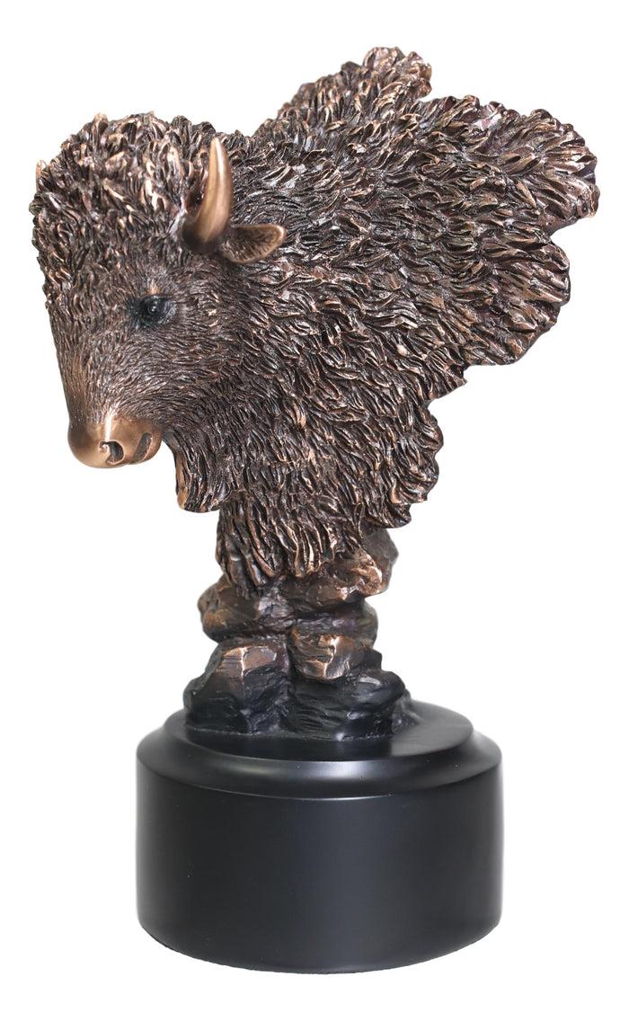 Ebros Rustic Southwestern American Bison Bust Electroplated Bronze Finish Statue