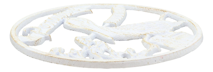 Ebros Rustic Southwestern Marine Paradise White Pelican Bird Cast Iron Trivet Nautical