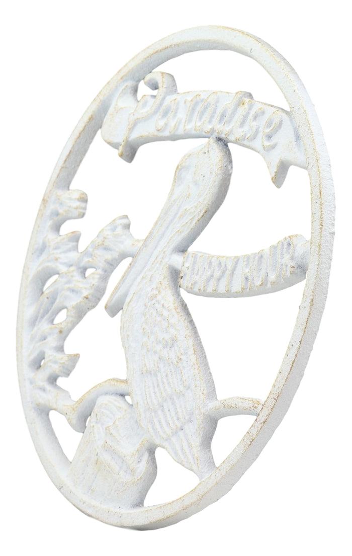 Ebros Rustic Southwestern Marine Paradise White Pelican Bird Cast Iron Trivet Nautical