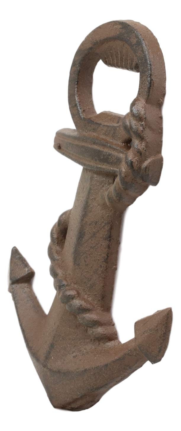 Ebros Rustic Vintage Solid Cast Iron Metal Nautical Ship Anchor Soda Beer Bottle Cap Opener 6.5" High Coastal Sea Bayou Boat Getty Port Anchors Party Decor Accent (4)