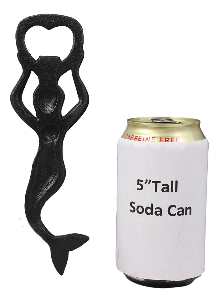 Ebros Rustic Vintage Verdigris Cast Iron Metal Nautical Coastal Goddess Siren Mermaid Soda Beer Bottle Cap Opener 7.5" High Mermaids Under The Sea Party Decor Accent (1)