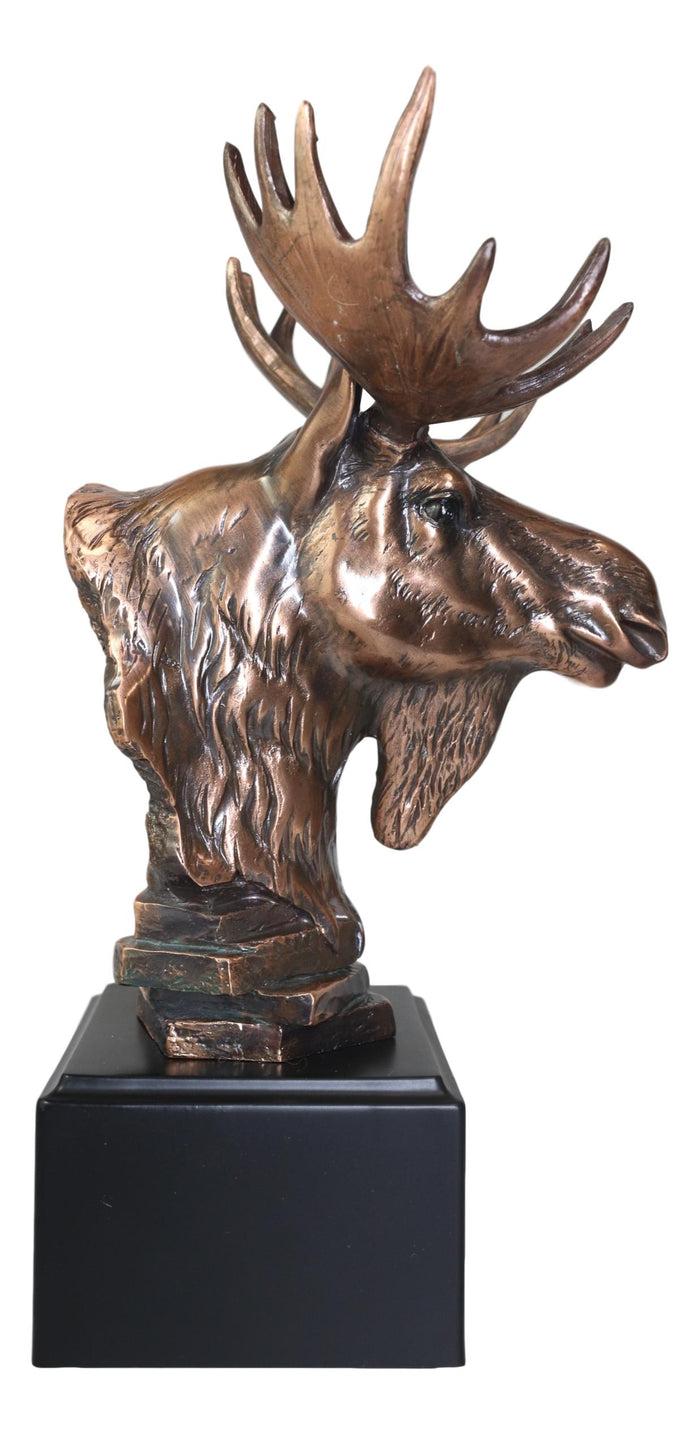 Ebros Rustic Western Bull Moose Bust Statue In Bronze Electroplated Resin Finish