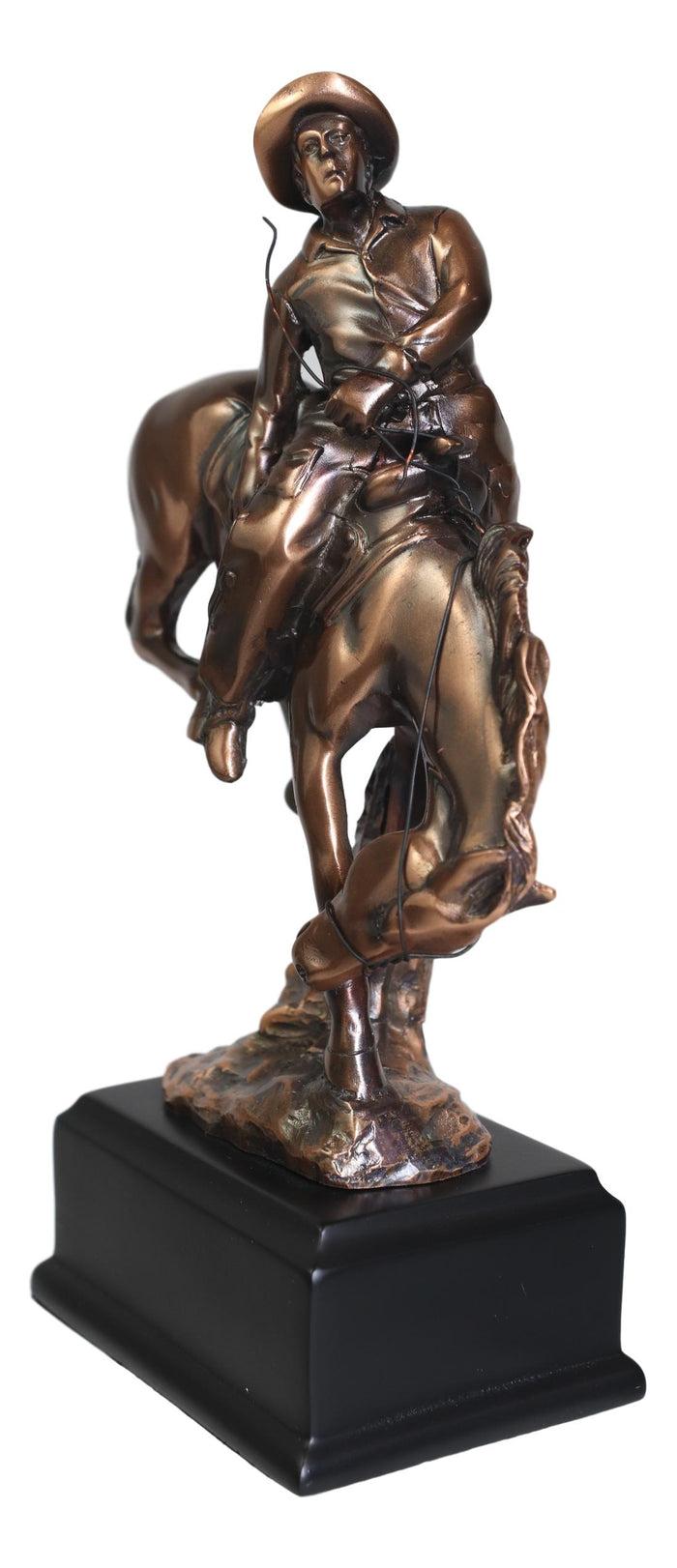 Ebros Rustic Western Rodeo Cowboy W/ Bucking Horse Bronze Electroplated Figurine