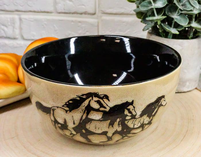 Ebros Rustic Western Running Horses Abstract Art 18oz Bowls Pack Of 4