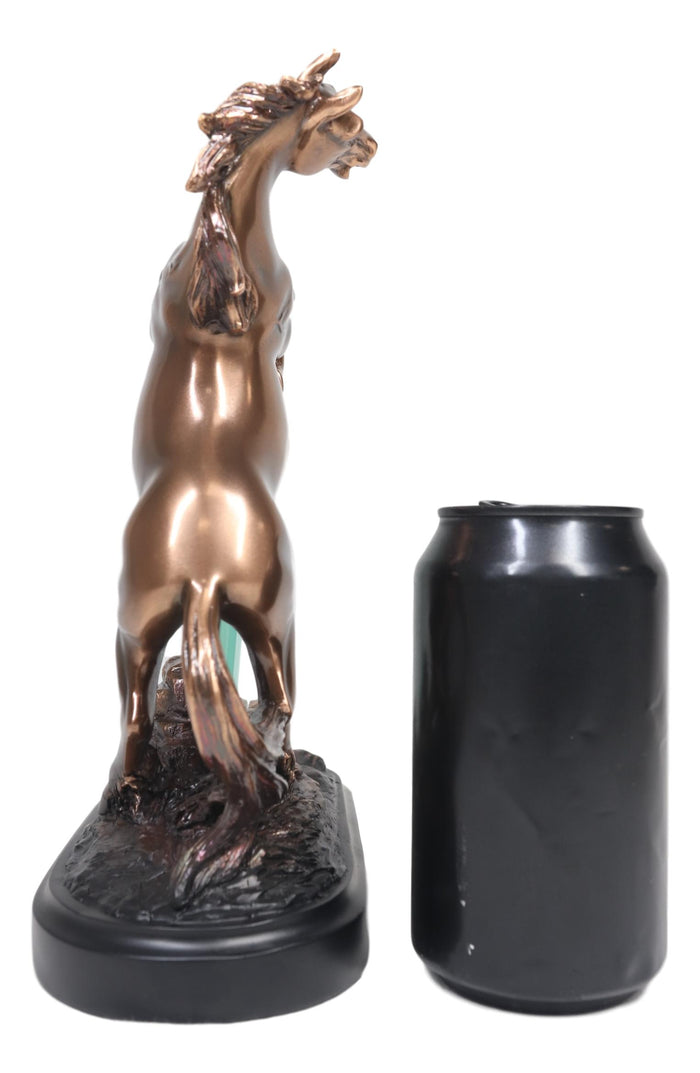 Ebros Rustic Western Wild Rearing Horse Statue With 4"X6" Glass Picture Frame