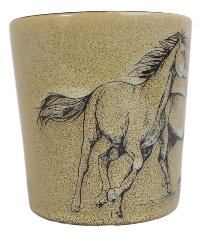 Ebros Rustic Western Wild Running Horses Abstract Art Coffee Tea Drinking Mug