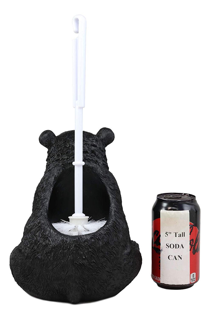 Ebros Rustic Whimsical Black Bear Covering Nose Toilet Brush And Holder Figurine Set