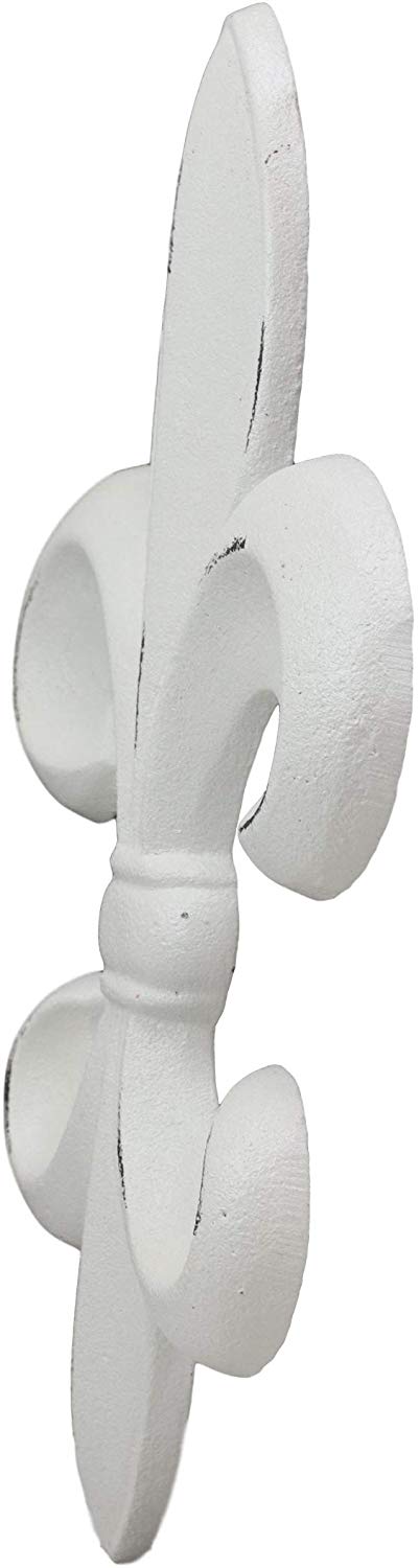 Ebros Rustic White Southwestern Fleur De Lis Emblem Wall Accent Decor Plaque 10" Tall