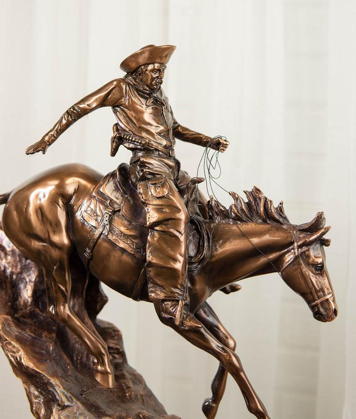 Ebros Rustic Wild West Cowboy Bandit Racing Down Rocky Slope On Horse Statue