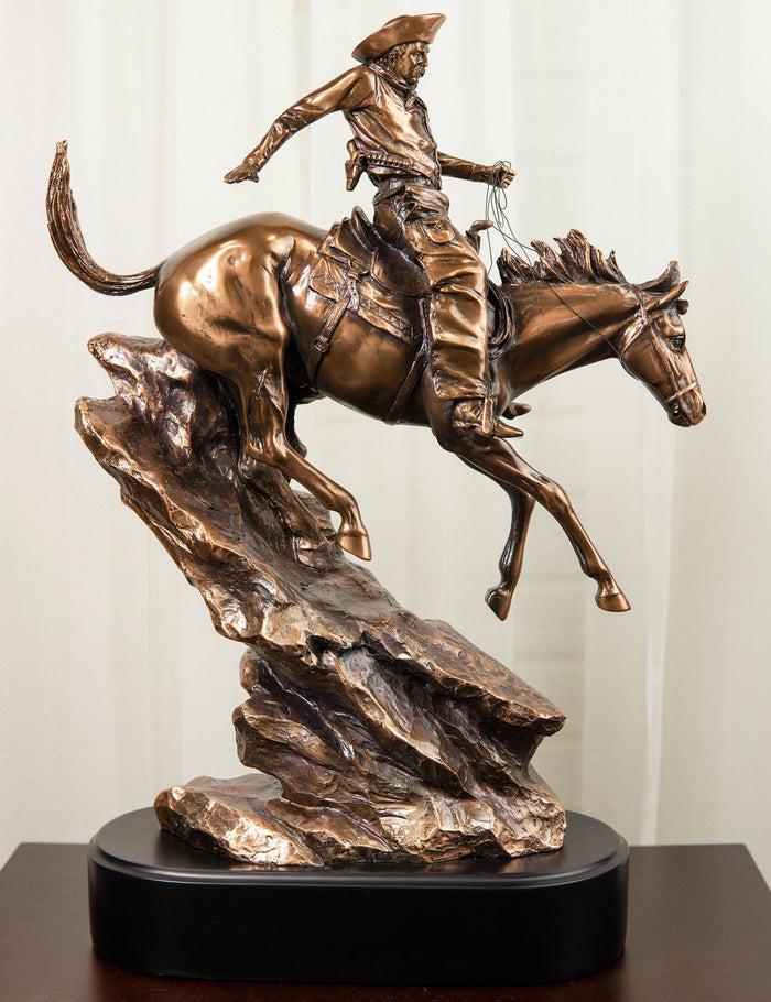 Ebros Rustic Wild West Cowboy Bandit Racing Down Rocky Slope On Horse Statue