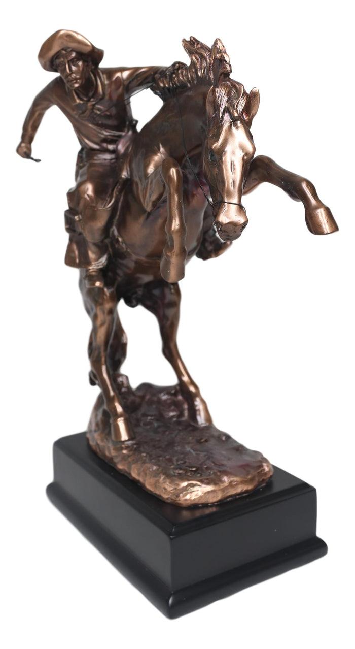 Ebros Rustic Wild West Rodeo Cowboy Training A Rearing Bronco Horse Statue With Base
