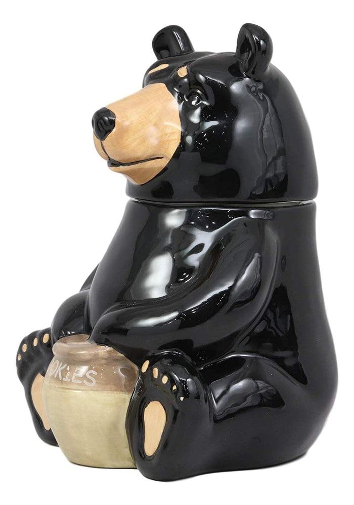 Ebros Rustic Wildlife American Black Bear With 'Cookies' Honey Pot Ceramic Cookie Jar 8.25"Tall